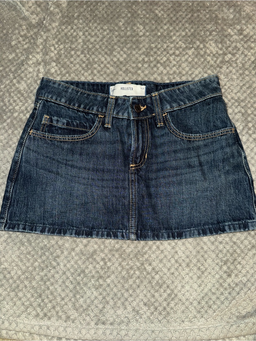HOLLISTER DENIM MINI SKIRT W BUILT IN SHORTS